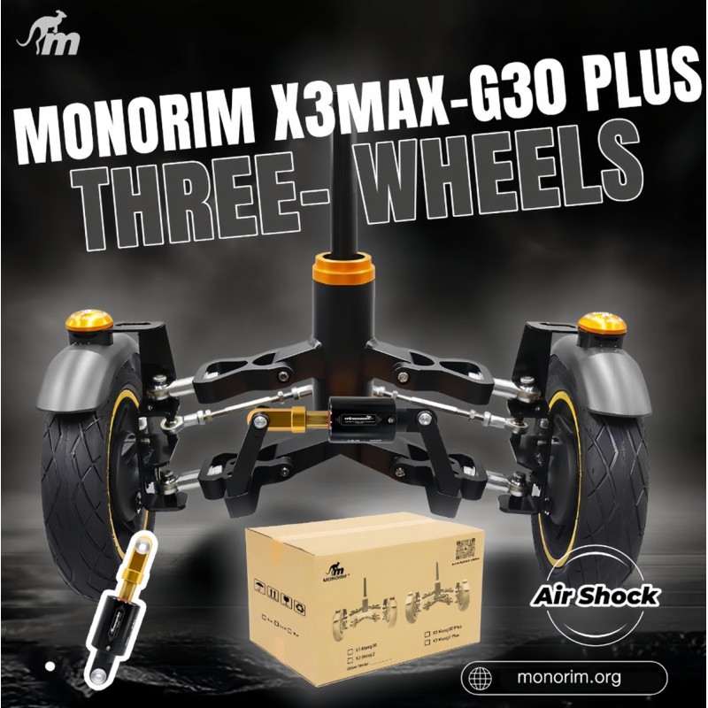 Monorim X3 Max Air perednyaya podveska s dvumya kolesami dlya Ninebot Max G30 & podobnykh samokatov – Zapchast & amortizator Mon