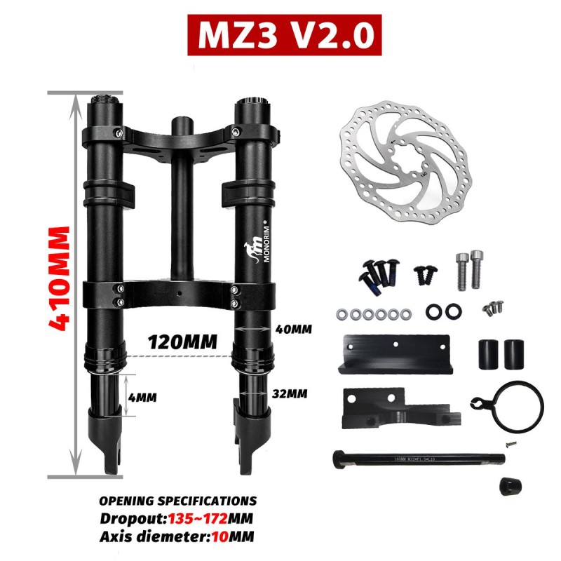 Przednie zawieszenie Monorim MZ3 2.0 z tarcza hamulcowa 160mm do hulajnogi Segway ZT3  - 1 Ważne: Ten produkt musi zostać zainst