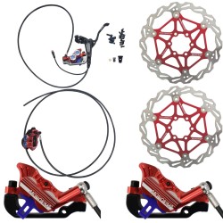 Kit completo frenos hidraúlicos Monorim EB01 de 4 pistones - manetas, pinzas, cable y disco de freno Monorim - 2 Kit completo fr