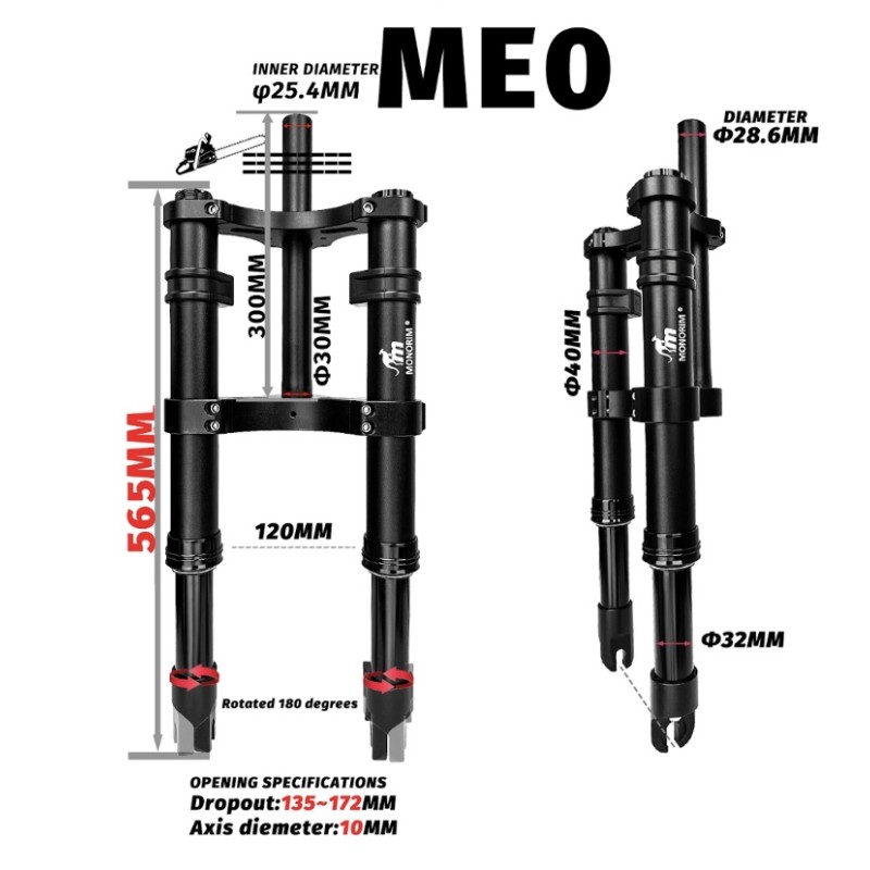 Suspensión delantera Monorim ME0 Air - Hidraulic version 565mm x 165mm  - 2  Compatibilidad: suspensión delantera Monorim ME0 Ai