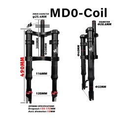 Foraffjedring Monorim MD0 Coil Spring 490mm x 165mm  - 15  Passer: Monorim MD0 Coil Spring 490mm x 165mm til kompatible front-op