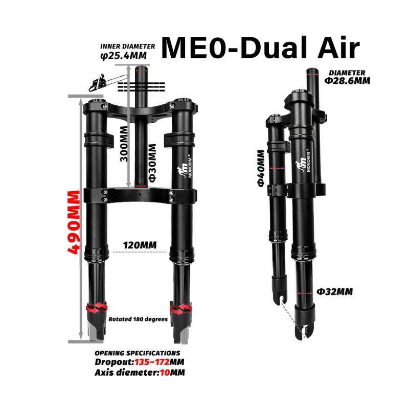 Přední odpružení Monorim ME0 Dual Air 565mm x 165mm  - 7  Vhodnost: predni odpruzeni Monorim ME0 Dual Air 565mm x 165mm pro upgr