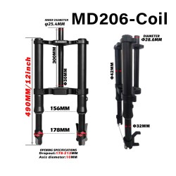 Suspensao dianteira Monorim MD206 Coil Spring version 490mm x 206mm  - 2  Compatibilidade: suspensao dianteira Monorim MD206 Coi