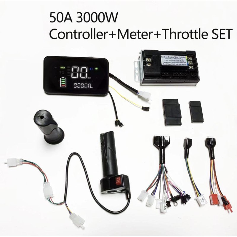 Sinusni brushless krmilnik motorja komplet 48V 84V 50A 3000W s plinom in zaslonom  - 1 Seznam izdelkov  50A krmilnik + 1 ročica 