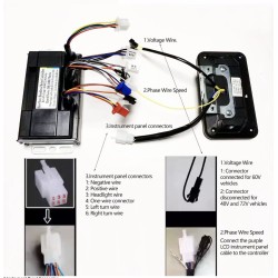 Sinusvags brushless motorstyrning kit 48V 84V 50A 3000W med gasreglage och display  - 12 Produktlista  50A styrenhet + 1 gasregl