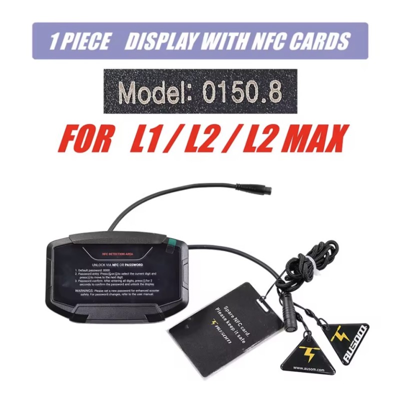 48 V display eller kontrollpanel för elscooter AUSOM L1, L2, L2 MAX eller liknande, modell 0150.8  - 1 Passar 48 V AUSOM L1, L2 