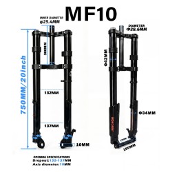 Suspensión delantera hidráulica Monorim MF10 para Fat Bike, bicicleta eléctrica plegable o eMoto - seguridad y confort  - 6 Adec