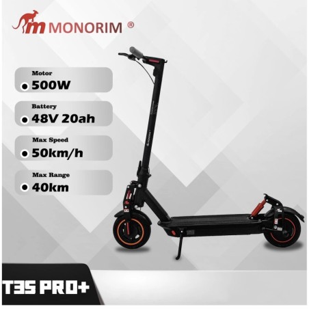 Monorim T3SPRO + 48v elektrisk scooter med høy ytelse - 500w motor - 14,4ah batteri