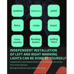 Vandtæt blindvinkeldetektionssystem (130º vinkel) til scooter, cykel eller motorcykel KROXNE - 5  