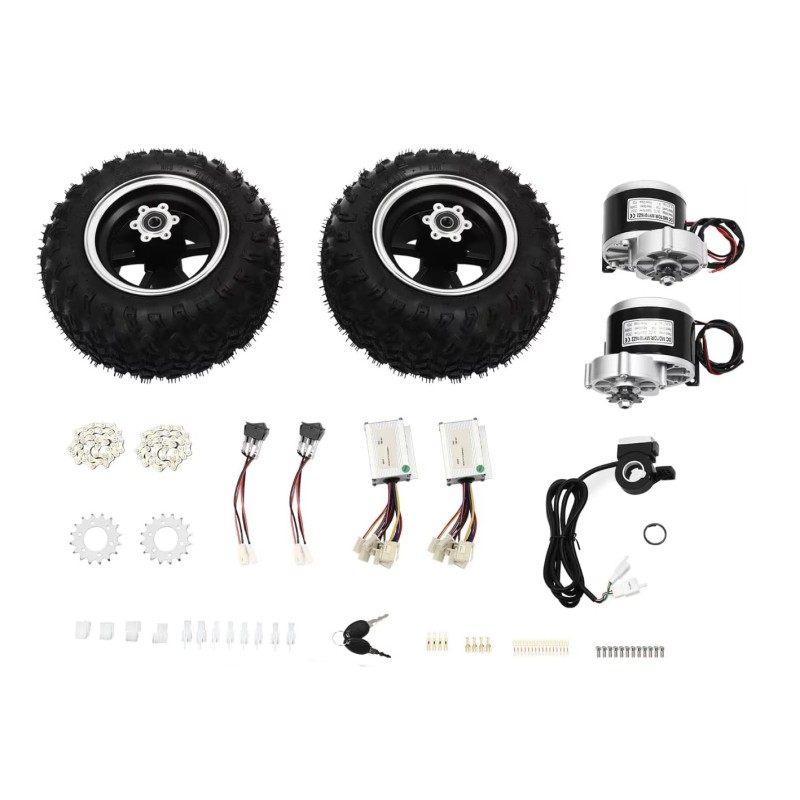 Kit conversion DIY 2 moteurs, contrôleur et accélérateur, pneus gonflables pour Go Kart et fauteuil roulant KROXNE - 1 Kit de co